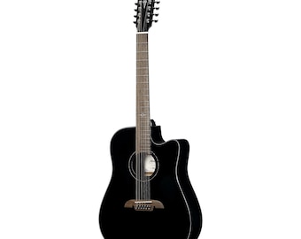 Acoustic Guitar Alvarez AD60ce 12 Black Artist Dreadnought Acoustic Electric 12String Black Cut a way