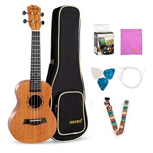 Blue Gecko Concert Ukulele Beginner Starter Kit Mahogany Concert Ukulele Nylon String Blue Concert Gecko Ukuele image 9