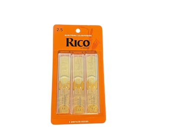 Rico by DAddario Woodwinds Baritone Sax ReedsReeds Strength 2.5 3ct RLA0325