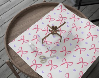 Pink Bow Wrapping Paper | Girl or Baby Shower Gift Wrap