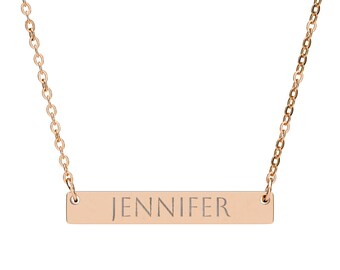 Personalized Engraved Name Bar Necklace | Horizontal Bar Necklace