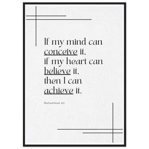 Poster da parete con citazione di Muhammad Ali, incorniciato/Poster classico con cornice in legno e carta semilucida