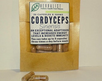 Cordyceps Sinensis 550mg Capsules Natural Mushroom Powder Cordyceps Supplement Extract 60% Polysaccharides