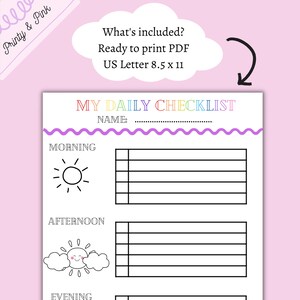 Kids Daily Checklist Printable, Daily Routine Printable, Printable To-Do List, Laminate and Reuse!