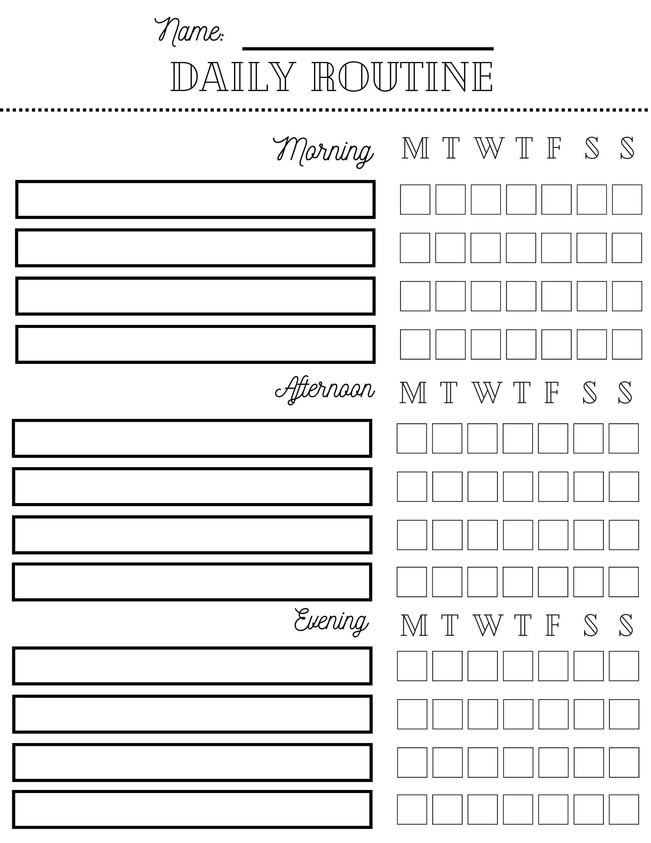 Daily Checklist Printable, Daily Routine Printable, Printable Todo