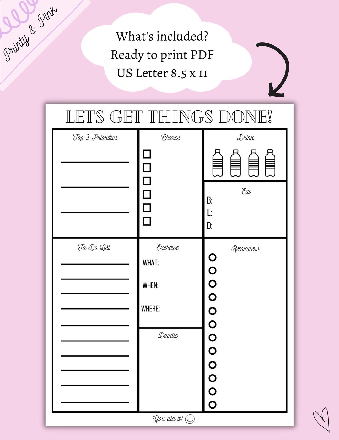 Daily Checklist Printable, Daily Routine Printable, Printable To-do ...