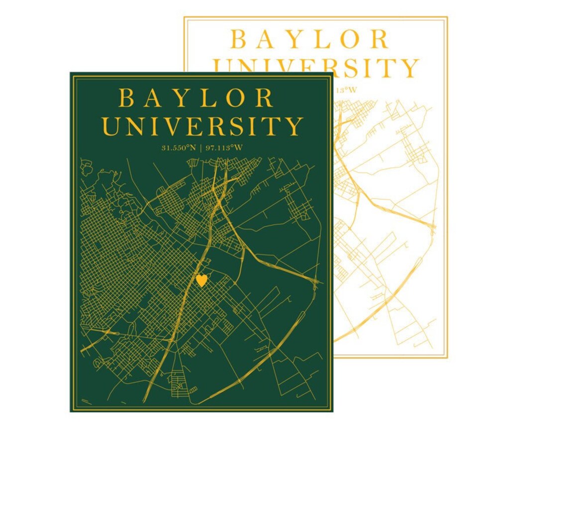 Baylor University Digital Street Maps With Coordinates Etsy