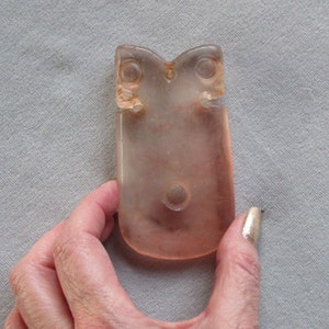 MISSING LINK ANDARA~Ancient Andara Carved Amulet~Neolithic Period Natural Glass Artifact~Double Dragon Heads with Bi/Heaven Symbol