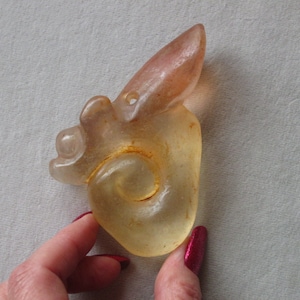 MISSING LINK ANDARA~Ancient Andara Carved Amulet~Neolithic Natural Glass Artifact~Coiled Dragon w/Cicada/Insect Wings