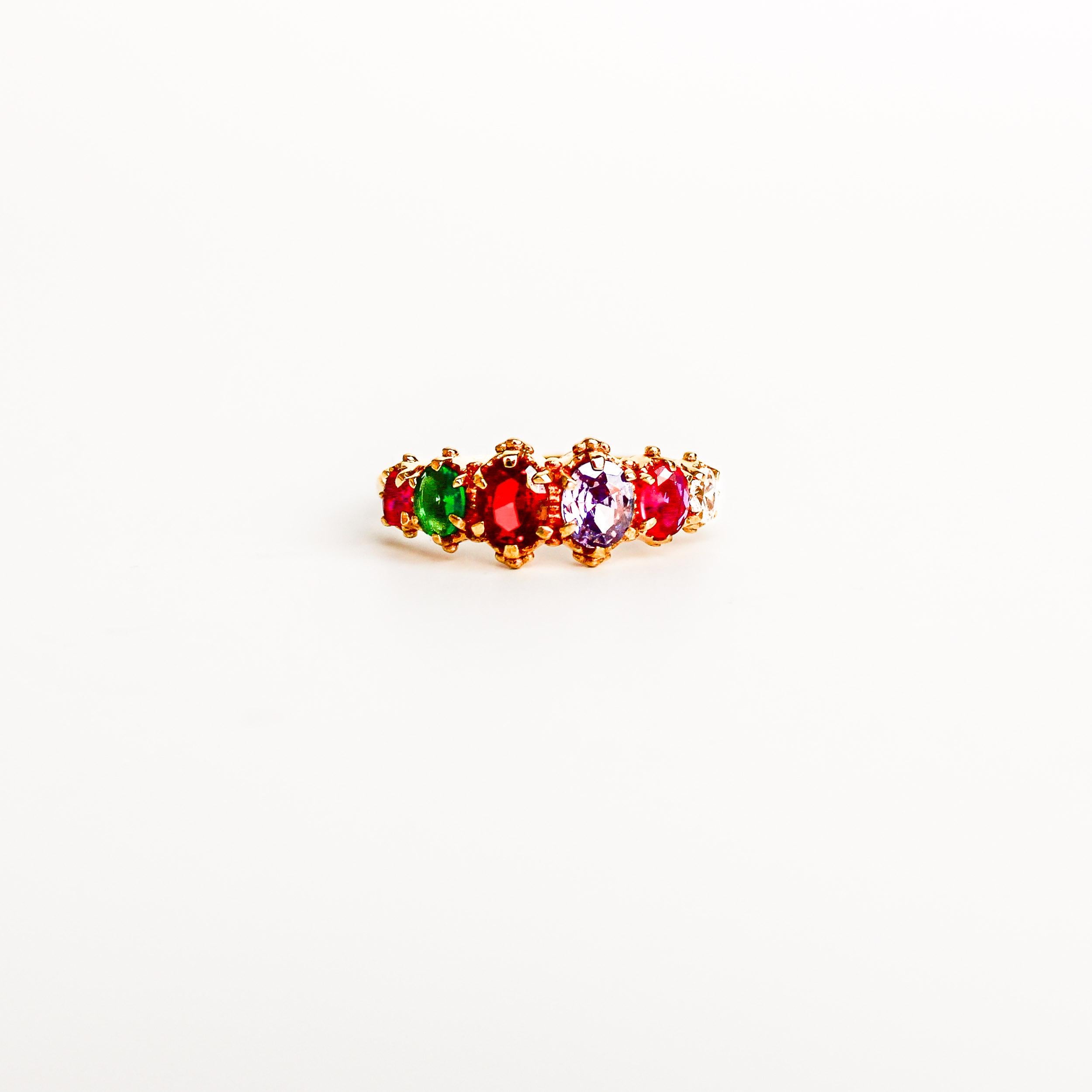 The Crowned Jewel Ring, Acrostic Jewelry, Multicolor Gemstone, 18k Gold…