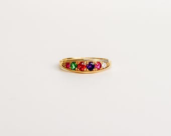 Love Letter Ring, Acrostic Jewelry, Multicolor Gemstone, 18k Gold Plated Sterling Silver, Gift for her, Vintage Inspired, Regard, Historical