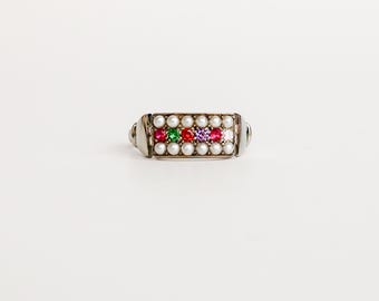 The Regent Ring, Acrostic Jewelry, Multicolor Gemstone, Sterling Silver, Gift for her, Vintage Inspired, Regard Ring, Historical Replica