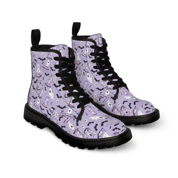 Spooky Season Halloween Women s Canvas Boots Pastel Goth Shoes Combat Boots for Gothic Girls. Etsy Canada