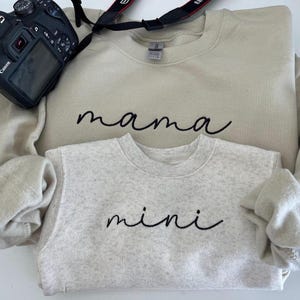 Simple Mama & Mini Embroidered Sweatshirt, Matching Family, Embroidered mama Crewneck, Personalized Gifts, Family sets, Mom gifts