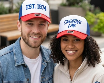Custom Embroidered Trucker Hat, Personalized Foam Trucker Hat, Retro Mesh Back Hat, Custom Text Hat, Gift for Him or Her, Birthday Gift