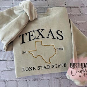 Texas Embroidered Sweatshirt, Texas crewneck, Texas embroidery, States and cities shirts, Texas sweatshirt, Texas gifts