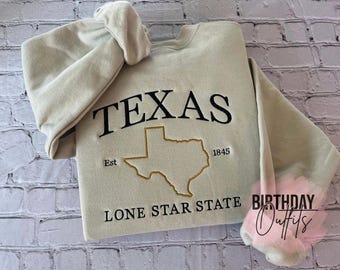 Texas Embroidered Sweatshirt, Texas crewneck, Texas embroidery, States and cities shirts, Texas sweatshirt, Texas gifts