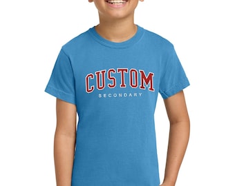 Camisa personalizada YOUTH com bordado Varsity Comfort Colors - Camisa bordada - Bordado personalizado - Camisas personalizadas Comfort Colors