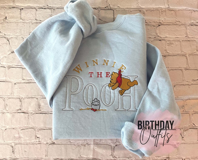 Embroidered Winnie the Pooh sweatshirt, Winnie the Pooh crewneck, Embroidered Crewneck, Personalized Gifts, Personalized Sweatshirt image 1