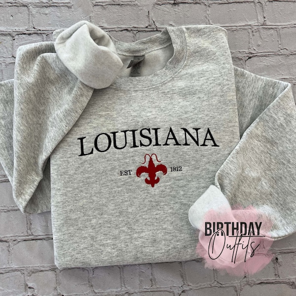 Louisiana Embroidered Sweatshirt, Louisiana crewneck, Louisiana embroidery, States and cities shirts, Louisiana sweatshirt, New orleans crew