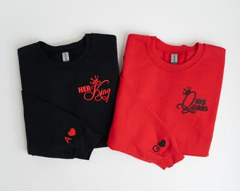 Moletons bordados combinando para o Dia dos Namorados "Seu Rei e Sua Rainha", Moletons para casais, Presentes de Dia dos Namorados, Seu Rei, Sua Rainha
