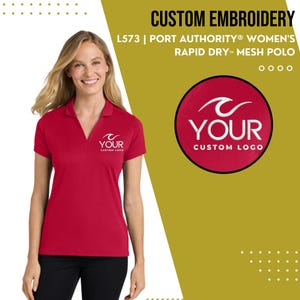 Embroidered Port Authority Ladies Rapid Dry Mesh Polo L573, Custom Embroidered Polo, Custom Embroidery Logo