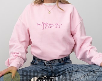 Moletom personalizado bordado "Coquette Mama", Moletom com laço bordado "Mamãe", Moletom personalizado, Moletons modernos para mulheres, Presentes para mães