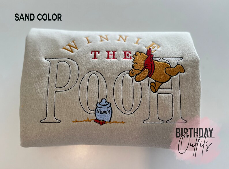 Embroidered Winnie the Pooh sweatshirt, Winnie the Pooh crewneck, Embroidered Crewneck, Personalized Gifts, Personalized Sweatshirt image 4
