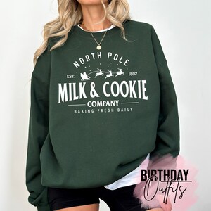 North Pole Milk and Cookie Christmas Sweatshirt, Holiday Apparel, Holiday Sweatshirt, Cozy Christmas, Christmas Gifts
