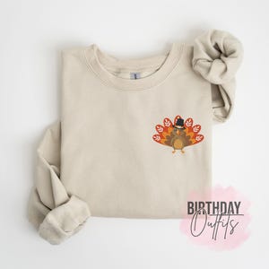 Thanksgiving Turkije geborduurd sweatshirt, familie bijpassende trui ronde hals, Turkije geborduurd, dankbare bemanning, kerstcadeau