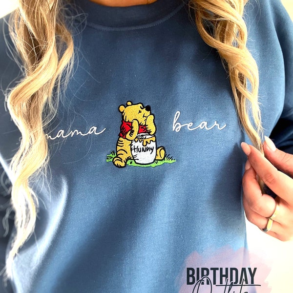 Mama Bear Embroidered Crewneck - Embroidery Crewneck - Best Mom Gifts - MAMA Sweatshirt - Moms Club Sweatshirt