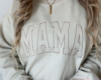 Embroidered Mama Sweatshirt, Embroidered mama Crewneck, Personalized Gifts, Personalized Sweatshirt, Trendy Crewnecks for Women, Mom gifts