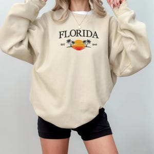 Florida Embroidered Sweatshirt, Florida crewneck, Florida embroidery, States and cities shirts, Florida sweatshirt, Florida sunset shirt