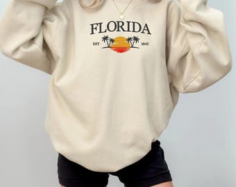 Florida Embroidered Sweatshirt, States & Cities Crewneck