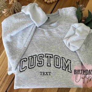 Custom Embroidered Varsity Crewneck - Embroidery Crewneck- Custom Embroidery - Personalized Sweatshirt - Embroidered Sweatshirt, mom gift