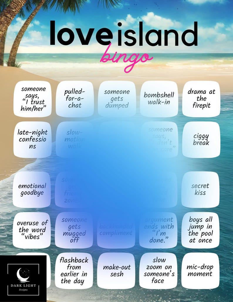 Printable Love Island Bingo - Etsy UK