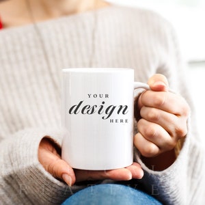 Model Mug Mockup | 15 oz Mug Mockup | Coffee Cup Mockup | Cozy Mug Mockup | Lifestyle Mug Mockup | Model Mug Mockup | JPEG Digital Download