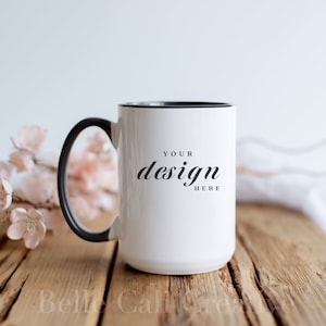 15 oz Black Mug Mockup | Spring Mug Mockup | Mug Mockup | Bridal Mug Mockup | Coffee Mug Mockup | Mother&#39;s Day Mockup | JPG Digital Download