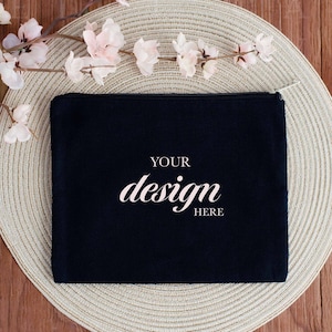 Cosmetic Bag Mockup | Wedding Styled Stock Photo | Wedding Mockup |  Makeup Bag Mockup | Sublimation Makeup Purse mockup | Canvas Bag Mockup