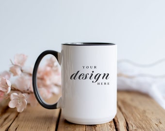 15 oz Black Mug Mockup | Spring Mug Mockup | Mug Mockup | Bridal Mug Mockup | Coffee Mug Mockup | Mother's Day Mockup | JPG Digital Download