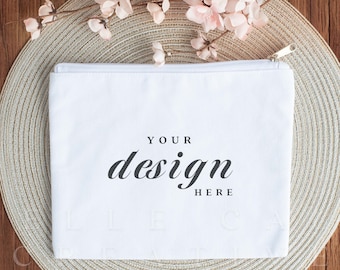 Cosmetic Bag Mockup | Wedding Styled Stock Photo | Wedding Mockup |  Makeup Bag Mockup | Sublimation Makeup Purse mockup | Canvas Bag Mockup