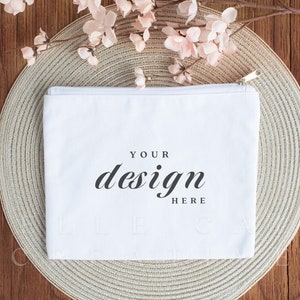 Cosmetic Bag Mockup | Wedding Styled Stock Photo | Wedding Mockup |  Makeup Bag Mockup | Sublimation Makeup Purse mockup | Canvas Bag Mockup