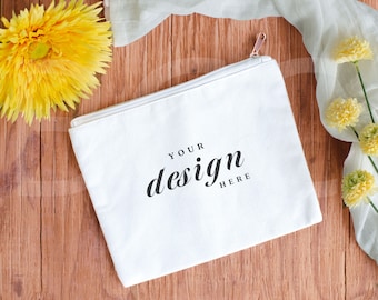 Cosmetic Bag Mockup | Wedding Styled Stock Photo | Wedding Mockup |  Makeup Bag Mockup | Sublimation Makeup Purse mockup | Canvas Bag Mockup