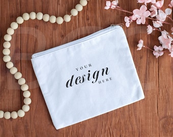 Cosmetic Bag Mockup | Wedding Styled Stock Photo | Wedding Mockup |  Makeup Bag Mockup | Sublimation Makeup Purse mockup | Canvas Bag Mockup