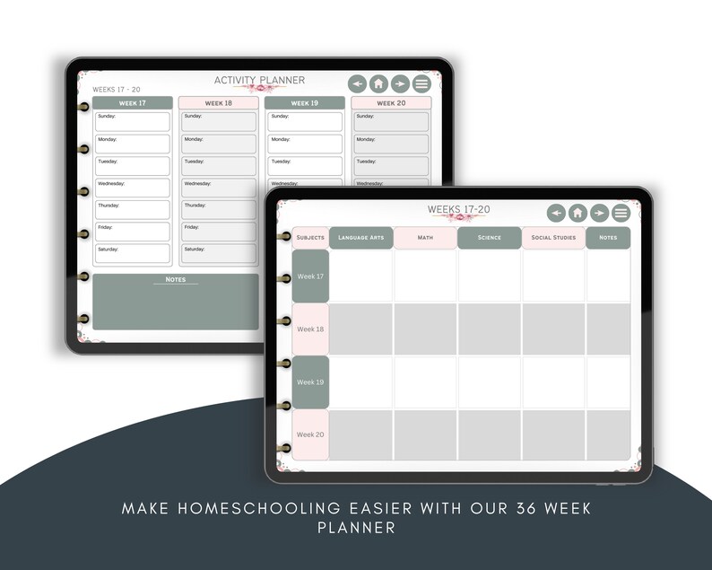 Homeschool Lesson & Activity Planner Teacher Planner Pace Chart and