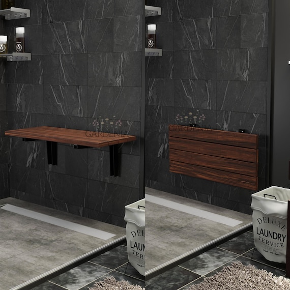 20インチ～50cmの壁掛け式折りたたみ式ダークチーク材製省スペース