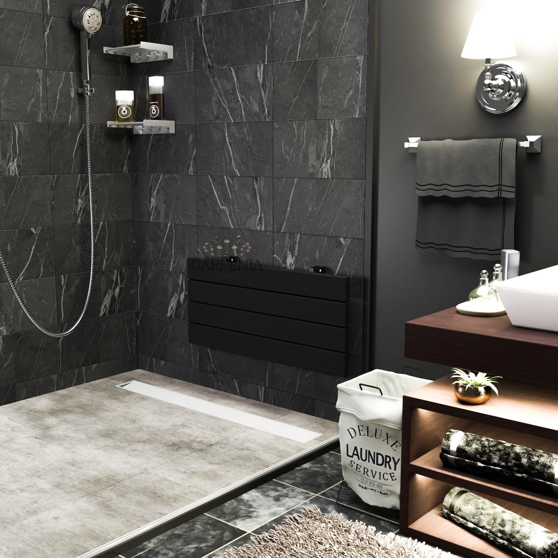 20インチ～50cmの壁掛け式折りたたみ式チーク材製省スペースシャワー