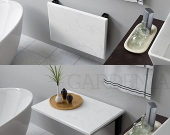 Silla plegable de pared de mármol natural, asiento de ducha interior plegable hecho a mano, banco de baño impermeable.