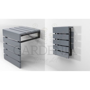 Natural Teak Wood Folding Anthracite Shower Seat, Waterproof Space Saving Wall-Mounted Bathroom Bench