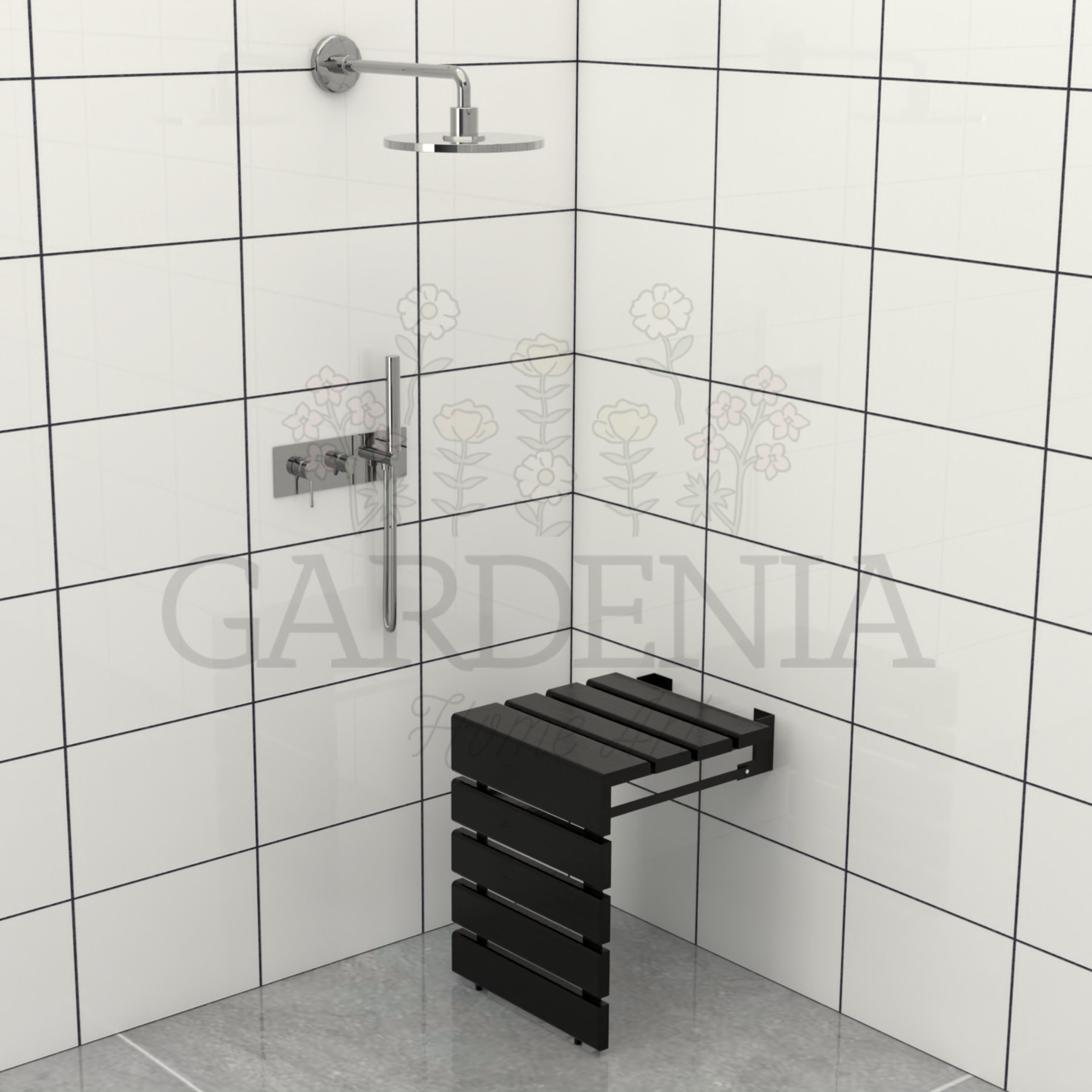 Folding Wall Mounted Teak Wood Shower Seat, ADA Compliant Durable Bath Bench, Sturdy Space-Saving Bathroom Stool, Fold Up Easy Folding Handmade - View #9